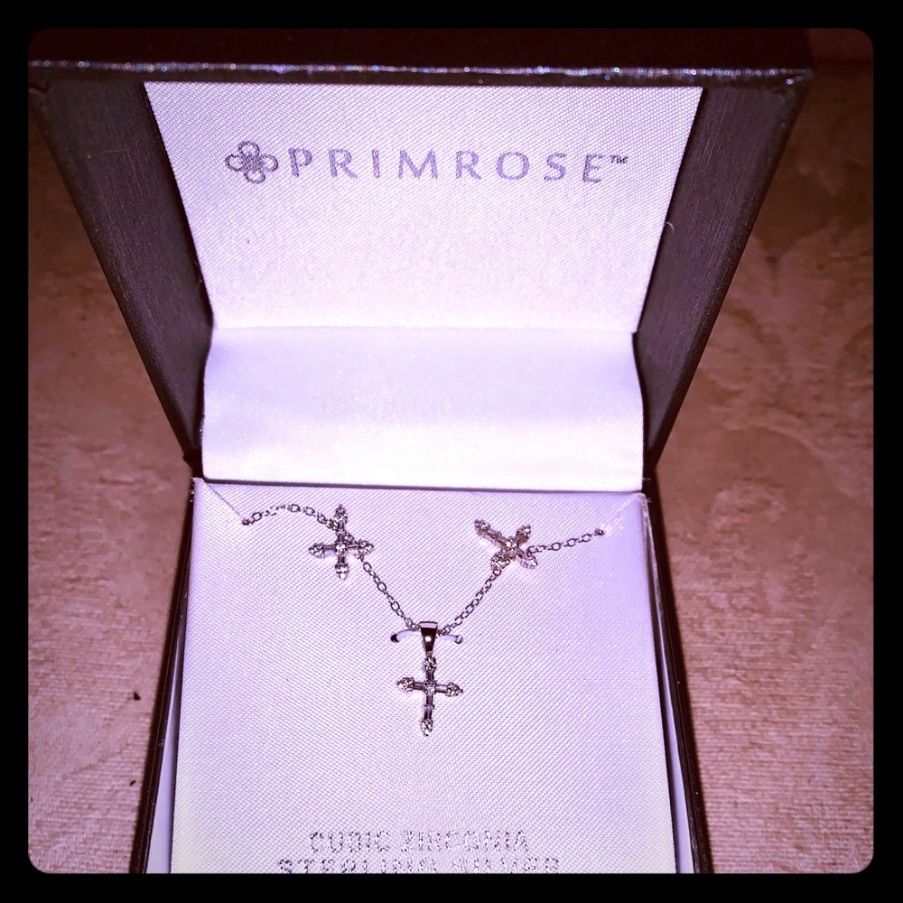 Sterling silver cross necklace earring set